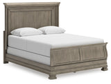 Lexorne Queen Sleigh Bed with Mirrored Dresser and 2 Nightstands in Gray from Ashley - Luna Furniture