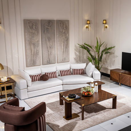 Amora Eggshell Walnut 2 Pc Sofa Oatmeal Eggshell Walnut from Michael Amini - Luna Furniture