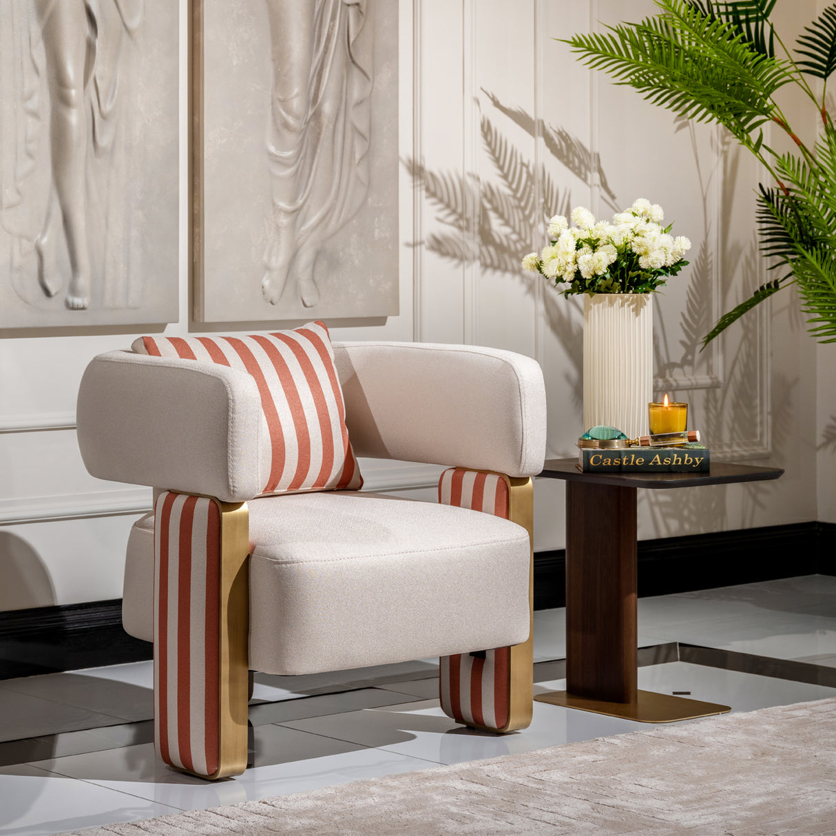 Amora Eggshell Walnut Chair, Ash Eggshell Walnut from Michael Amini - Luna Furniture