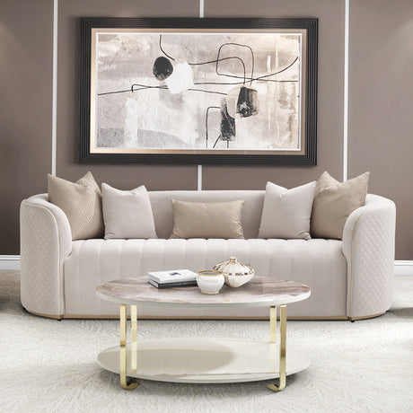 Ariana Gold Sofa Beige Gold from Michael Amini - Luna Furniture