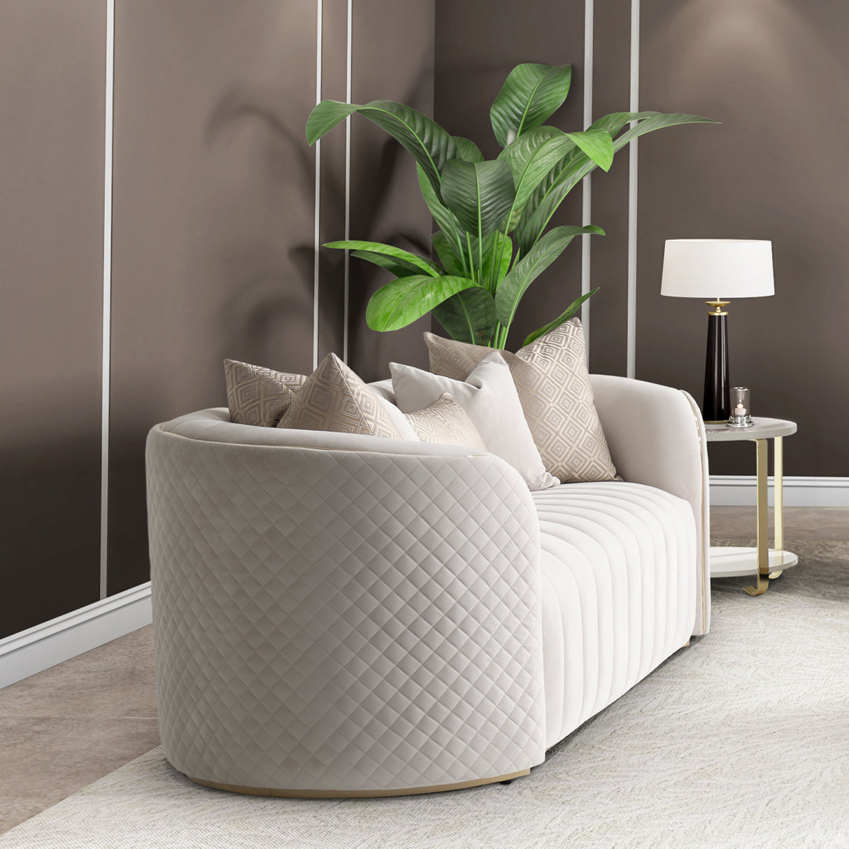 Ariana Gold Loveseat Beige Gold from Michael Amini - Luna Furniture