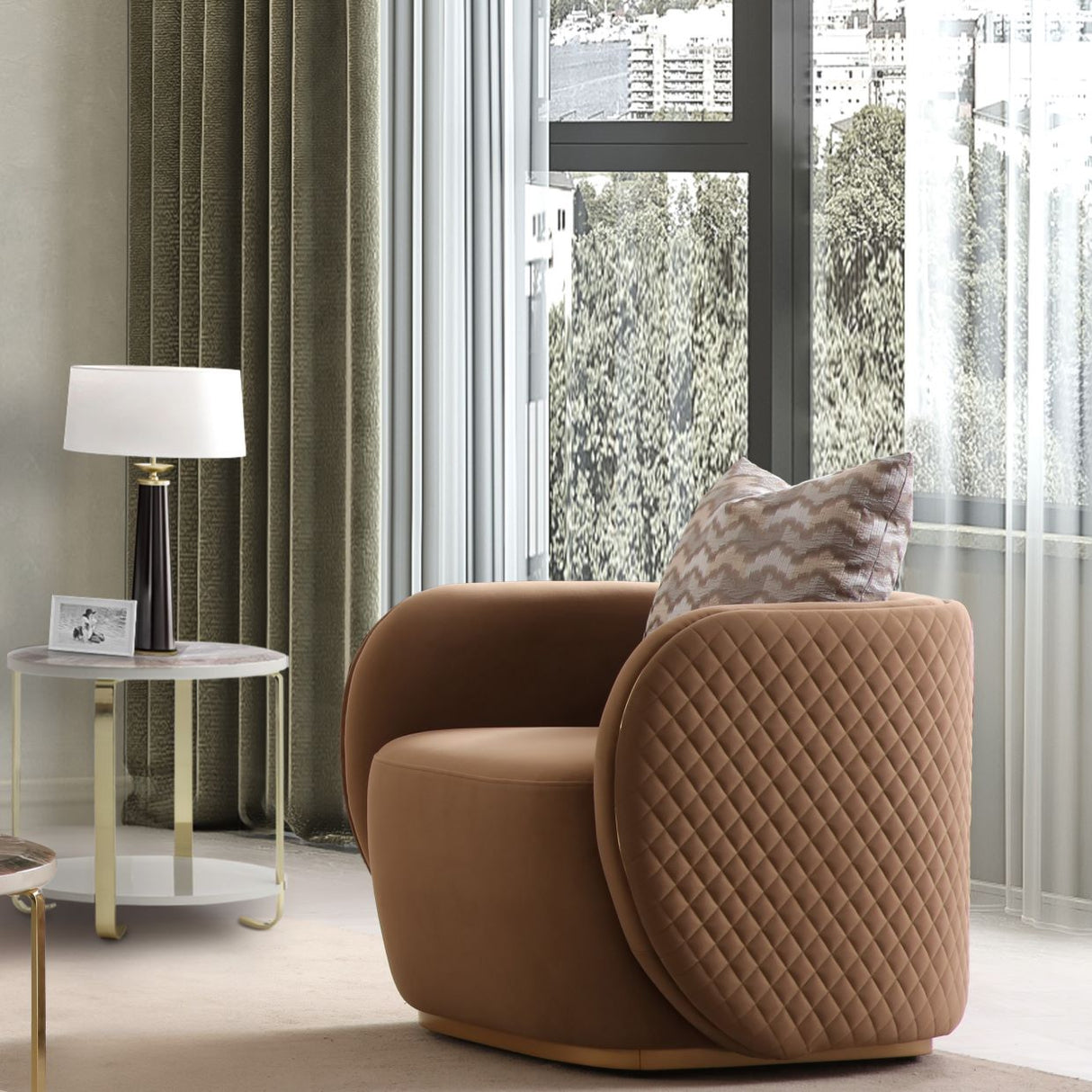 Ariana Gold Chair Caramel Gold from Michael Amini - Luna Furniture