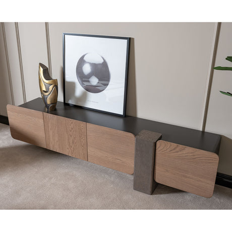 Bristol Point Saddle Brown Media Cabinet from Michael Amini - Luna Furniture