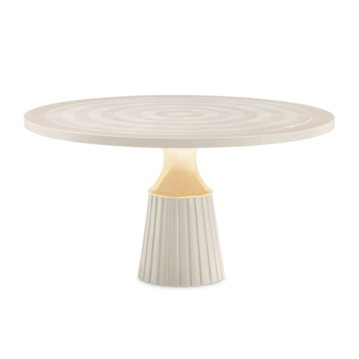 Carmela Shimmer Ivory Round Dining Table
