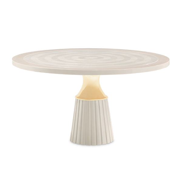 Carmela Shimmer Ivory Round Dining Table