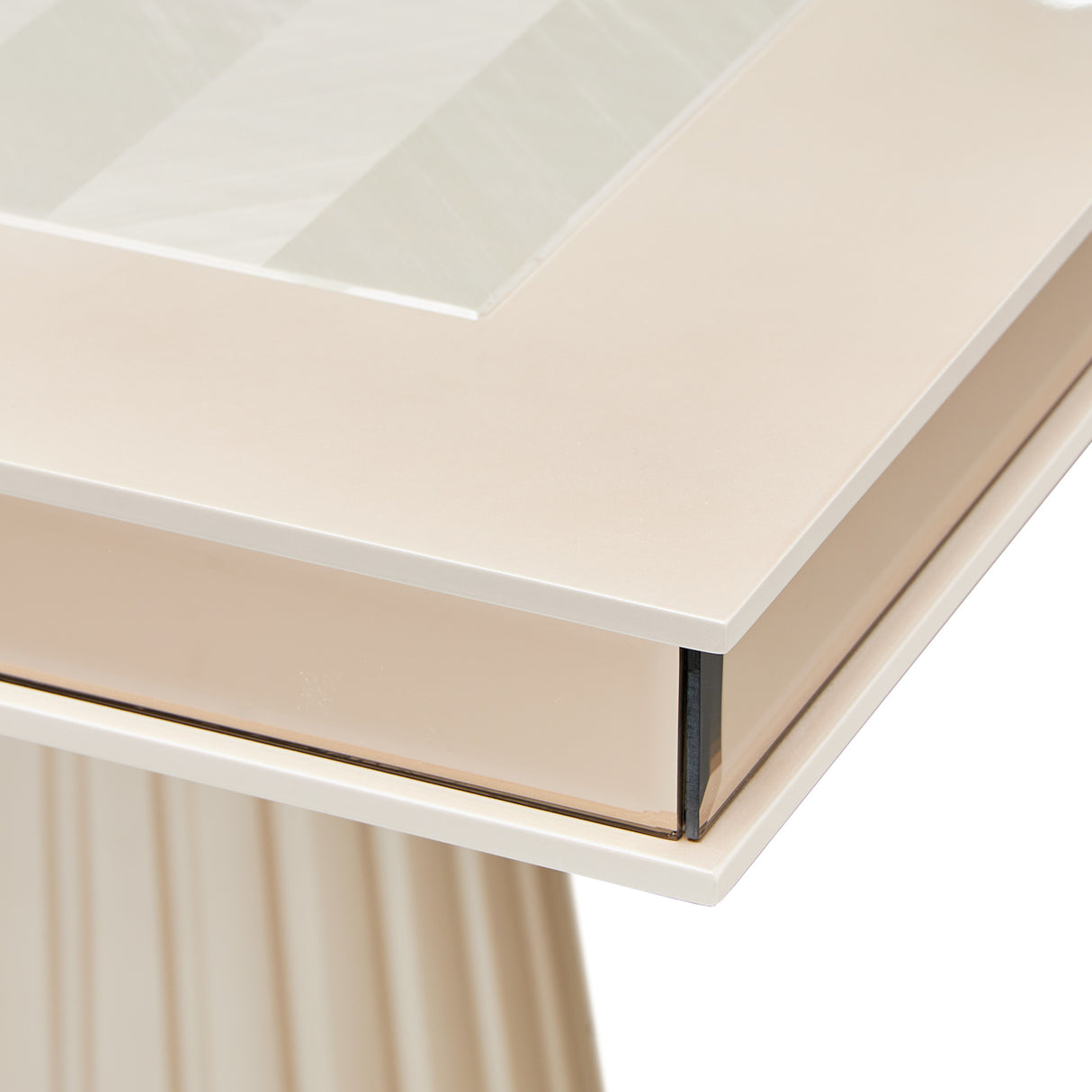 Carmela Shimmer Ivory Pedestal Dining Table from Michael Amini - Luna Furniture