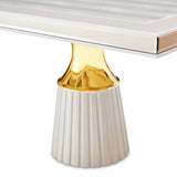 Carmela Shimmer Ivory Pedestal Dining Table from Michael Amini - Luna Furniture