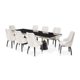 Carmela Glossy Charcoal Sand Pedestal Dining Table from Michael Amini - Luna Furniture