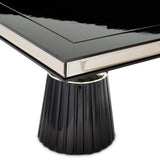 Carmela Glossy Charcoal Sand Pedestal Dining Table from Michael Amini - Luna Furniture