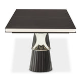 Carmela Glossy Charcoal Sand Pedestal Dining Table from Michael Amini - Luna Furniture