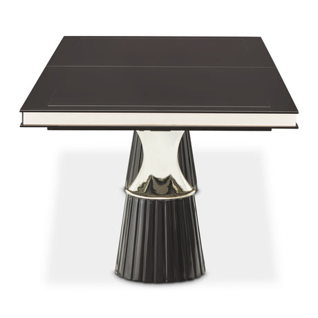 Carmela Glossy Charcoal Sand Pedestal Dining Table from Michael Amini - Luna Furniture