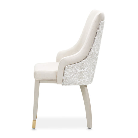 Carmela Shimmer Ivory Dining Arm Chair from Michael Amini - Luna Furniture