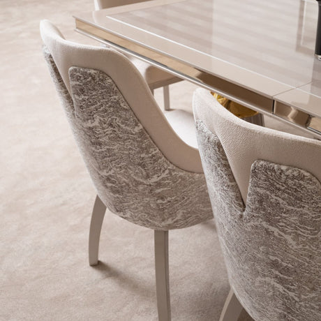 Carmela Shimmer Ivory Dining Arm Chair from Michael Amini - Luna Furniture