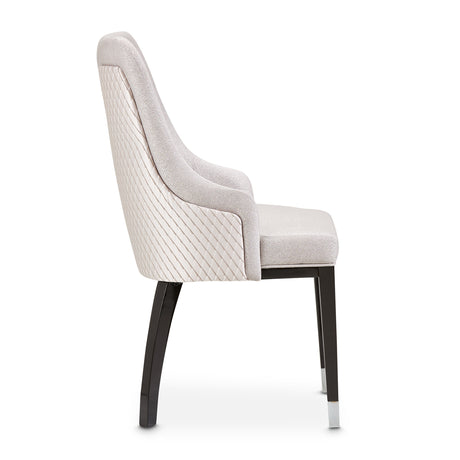 Carmela Glossy Charcoal Sand Dining Arm Chair from Michael Amini - Luna Furniture