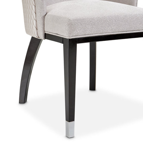 Carmela Glossy Charcoal Sand Dining Arm Chair from Michael Amini - Luna Furniture