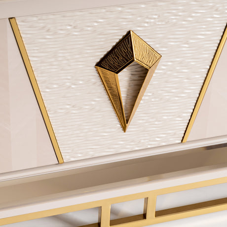 Carmela Shimmer Ivory Media Cabinet from Michael Amini - Luna Furniture
