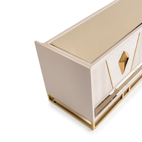 Carmela Shimmer Ivory Media Cabinet from Michael Amini - Luna Furniture