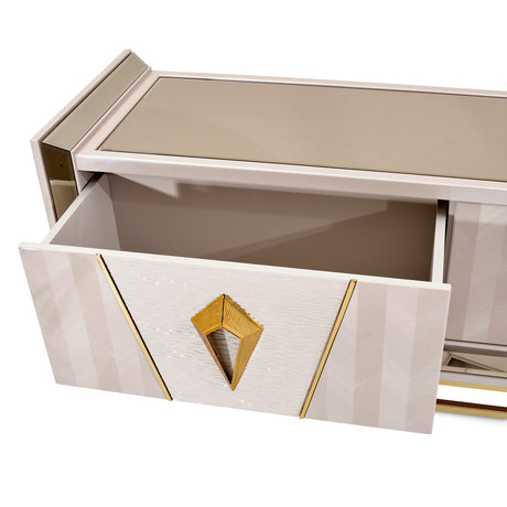 Carmela Shimmer Ivory Media Cabinet from Michael Amini - Luna Furniture