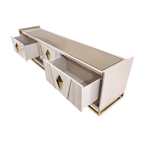 Carmela Shimmer Ivory Media Cabinet from Michael Amini - Luna Furniture