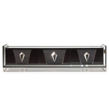 Carmela Glossy Charcoal Sand Media Cabinet from Michael Amini - Luna Furniture