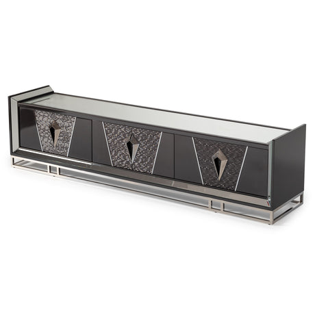 Carmela Glossy Charcoal Sand Media Cabinet from Michael Amini - Luna Furniture