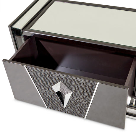 Carmela Glossy Charcoal Sand Media Cabinet from Michael Amini - Luna Furniture