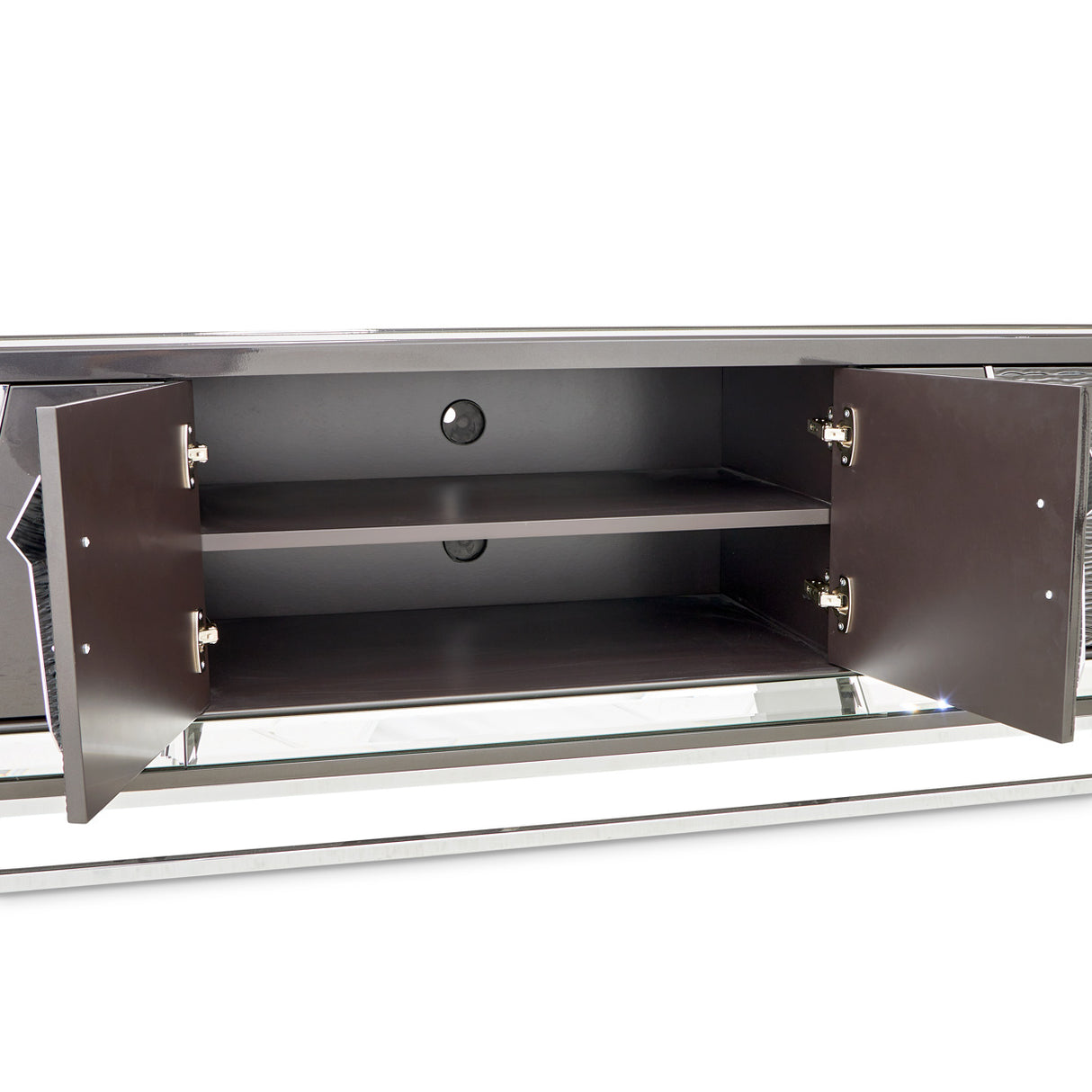 Carmela Glossy Charcoal Sand Media Cabinet from Michael Amini - Luna Furniture