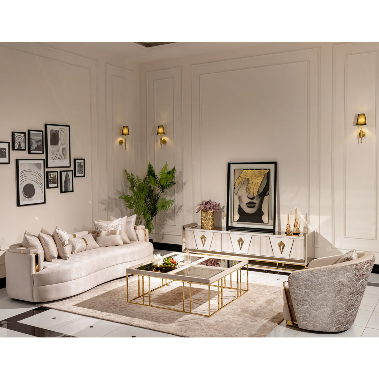 Carmela Shimmer Ivory Cocktail Table from Michael Amini - Luna Furniture