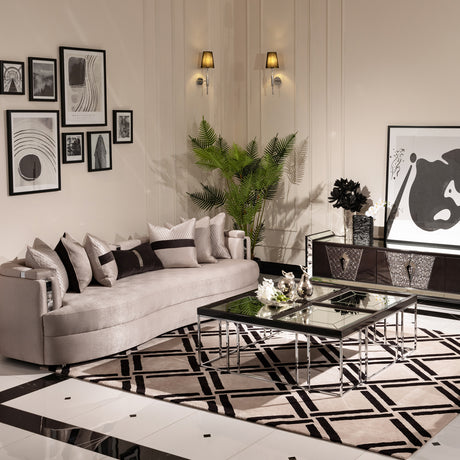 Carmela Glossy Charcoal Sand Cocktail Table from Michael Amini - Luna Furniture