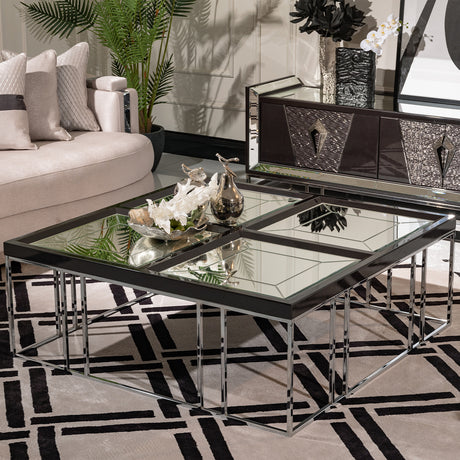 Carmela Glossy Charcoal Sand Cocktail Table from Michael Amini - Luna Furniture