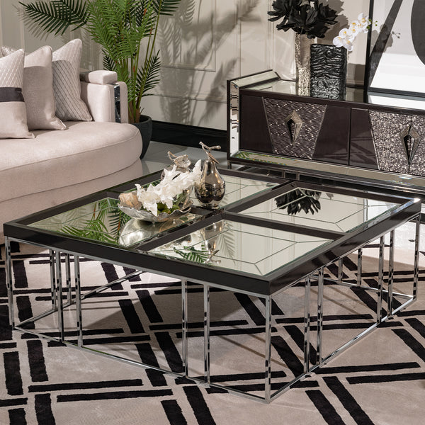 Carmela Glossy Charcoal Sand Cocktail Table