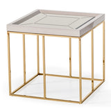 Carmela Shimmer Ivory End Table from Michael Amini - Luna Furniture