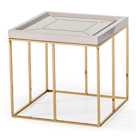 Carmela Shimmer Ivory End Table from Michael Amini - Luna Furniture