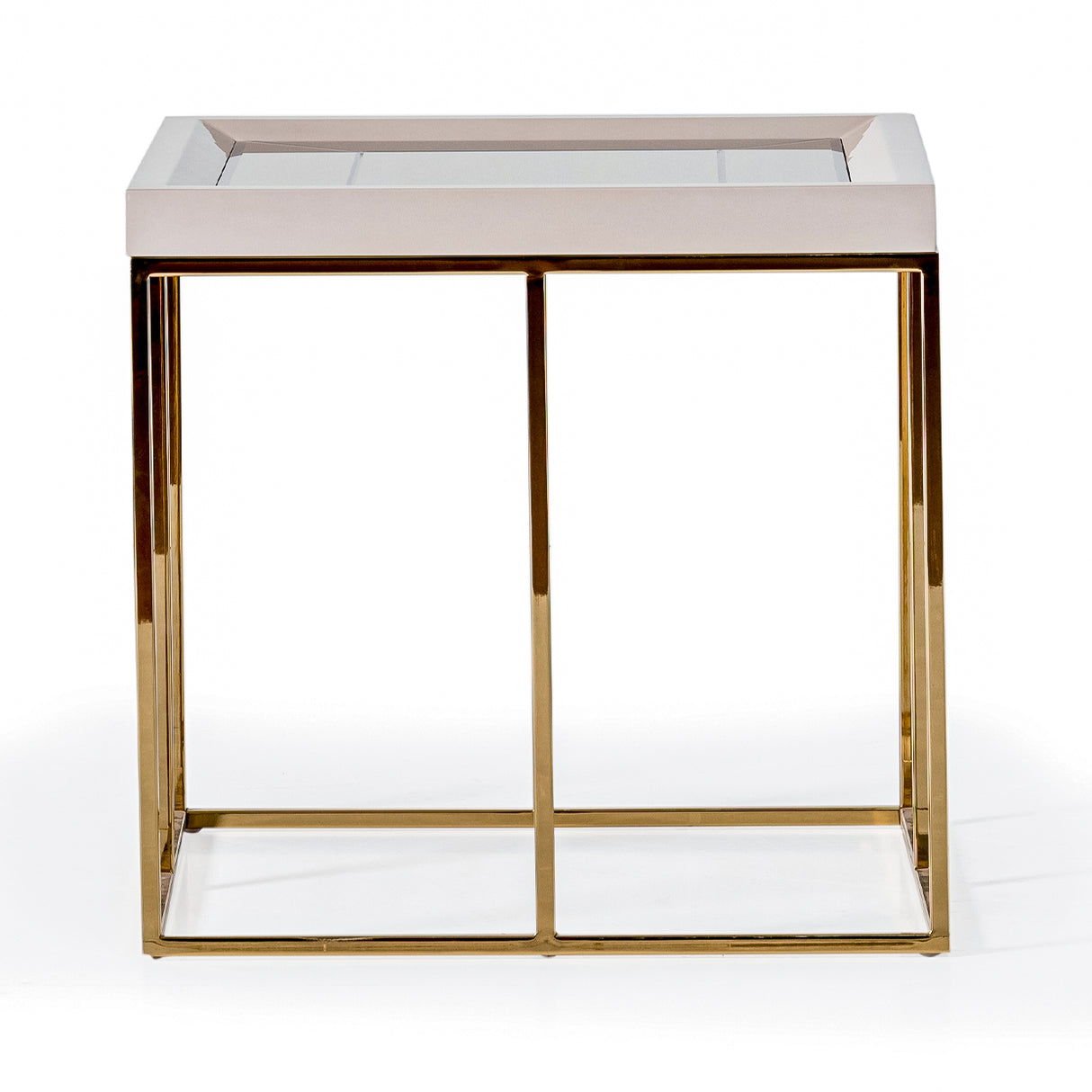 Carmela Shimmer Ivory End Table from Michael Amini - Luna Furniture