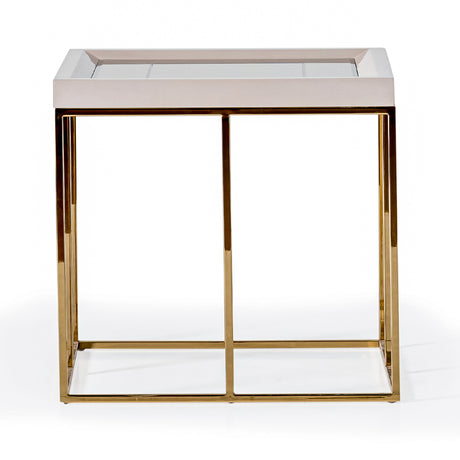 Carmela Shimmer Ivory End Table from Michael Amini - Luna Furniture