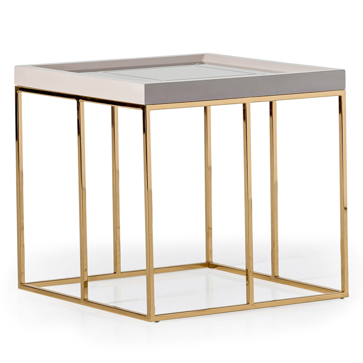 Carmela Shimmer Ivory End Table from Michael Amini - Luna Furniture