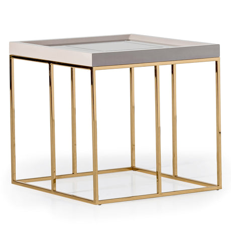 Carmela Shimmer Ivory End Table from Michael Amini - Luna Furniture