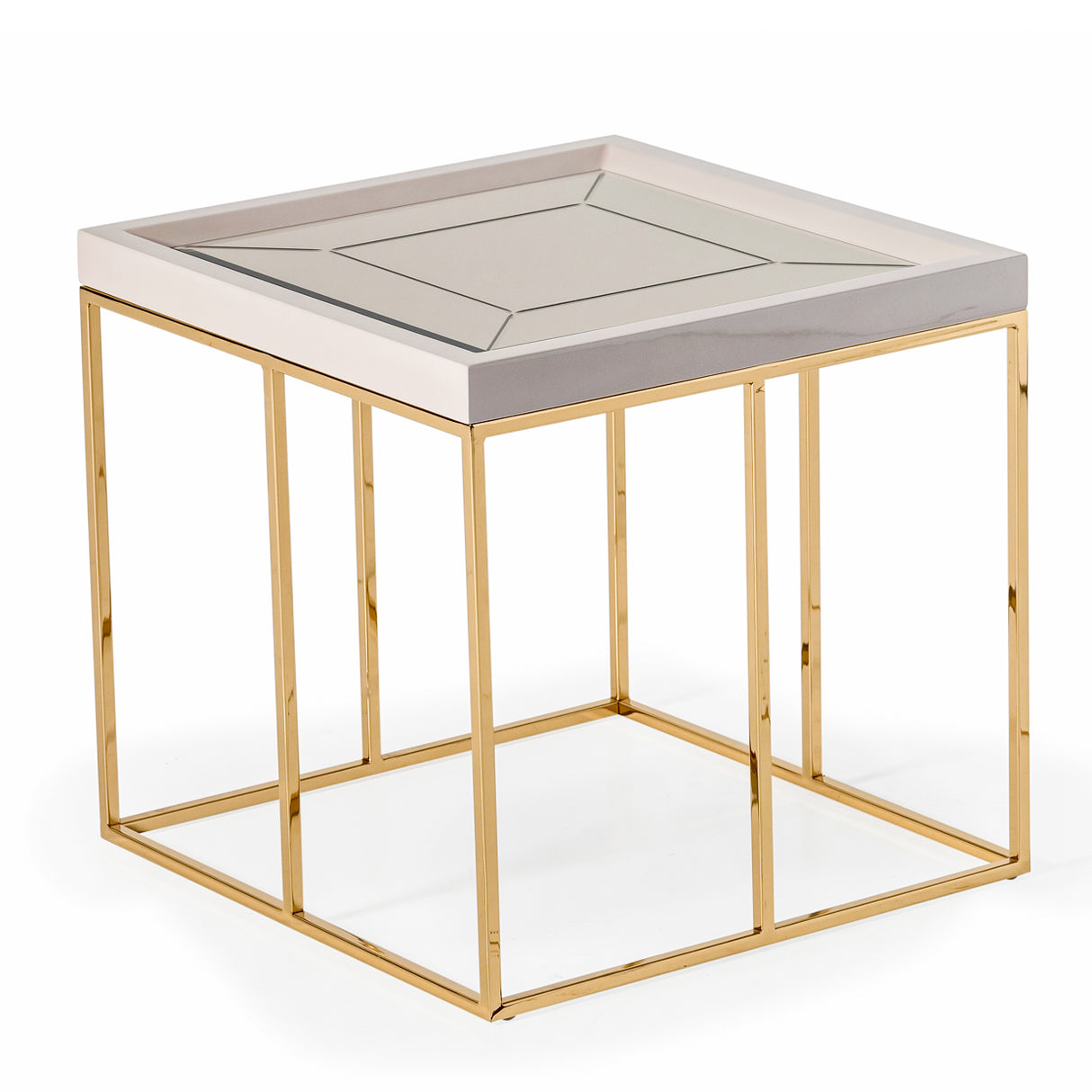 Carmela Shimmer Ivory End Table from Michael Amini - Luna Furniture
