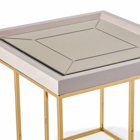 Carmela Shimmer Ivory End Table from Michael Amini - Luna Furniture