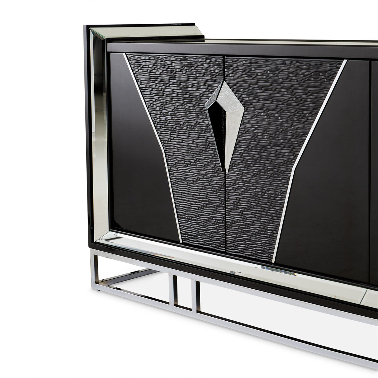 Carmela Glossy Charcoal Sand Console Table from Michael Amini - Luna Furniture