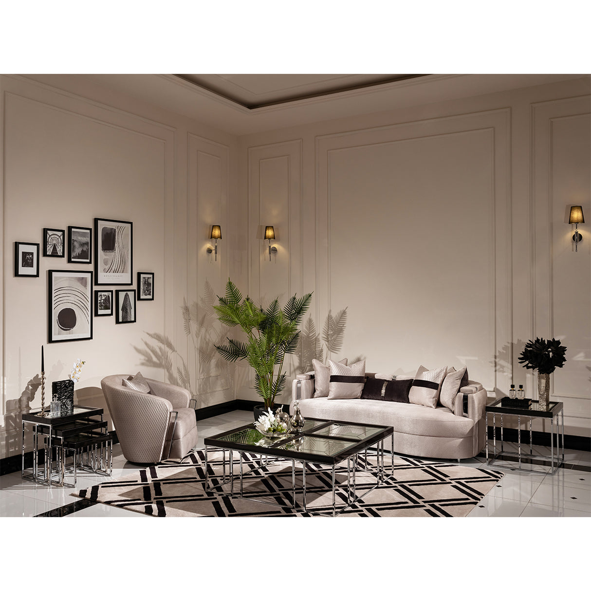 Carmela Silver Standard Sofa from Michael Amini - Luna Furniture