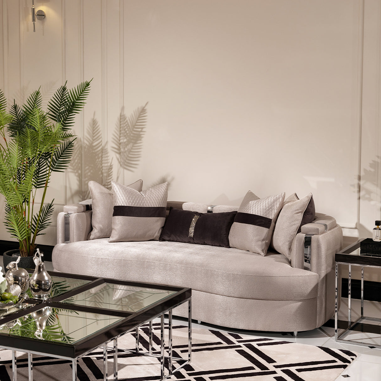 Carmela Silver Standard Sofa from Michael Amini - Luna Furniture