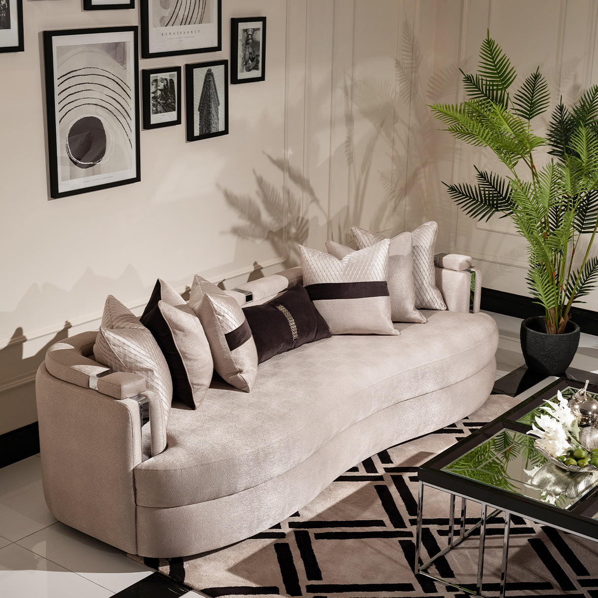 Carmela Silver Mansion Sofa from Michael Amini - Luna Furniture