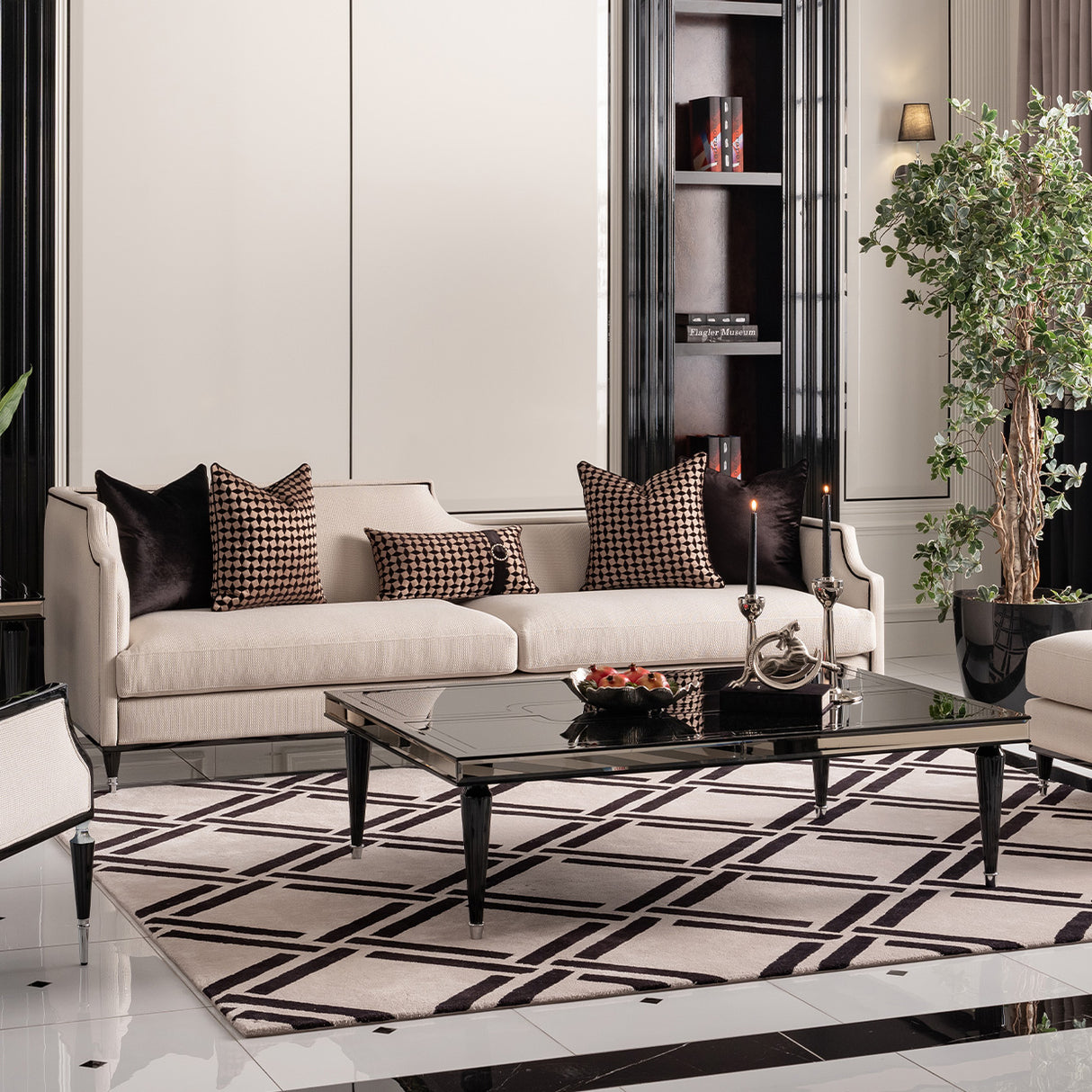 La Francaise Black Mansion Sofa - Café Au Lait from Michael Amini - Luna Furniture