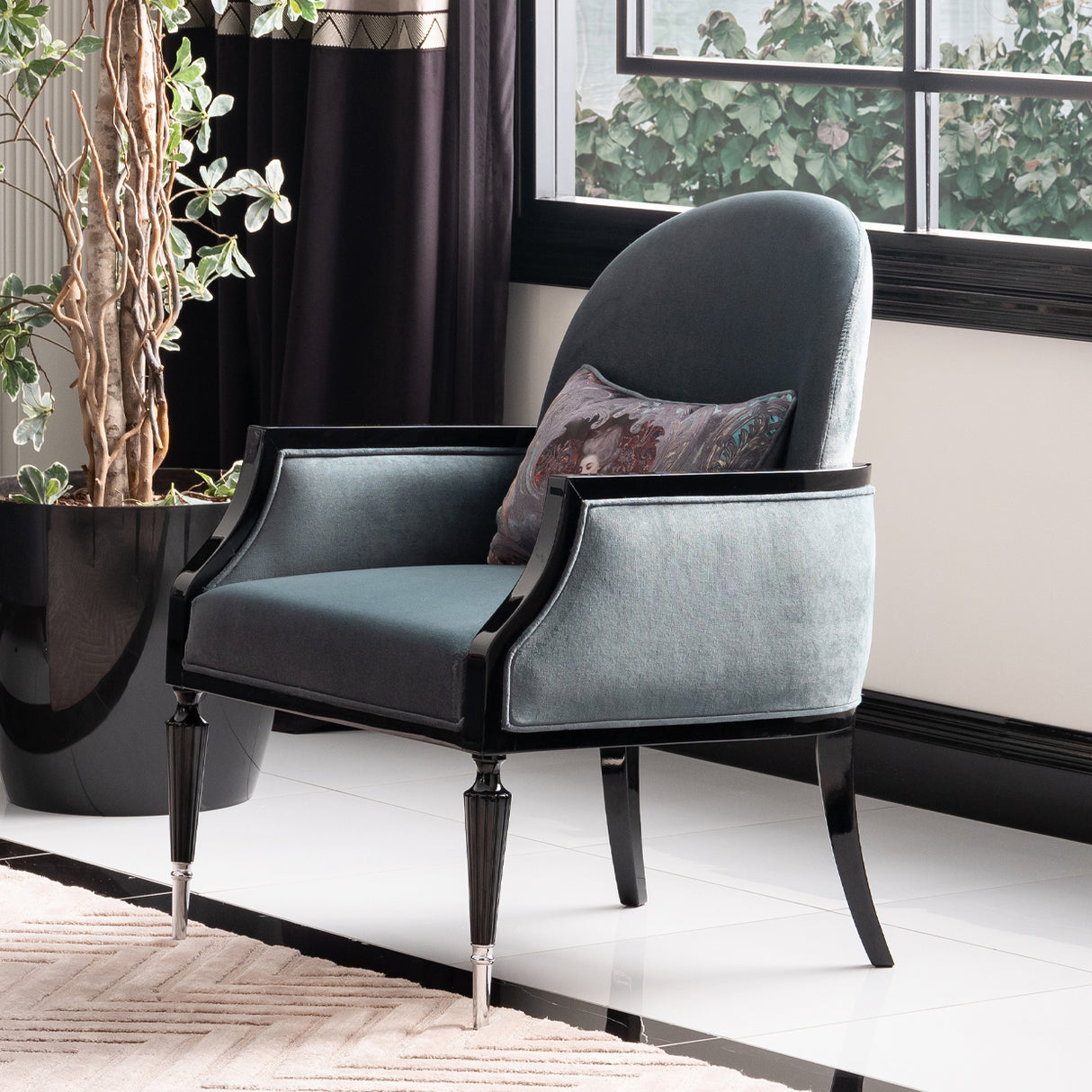 La Francaise Black Accent Chair - Azure from Michael Amini - Luna Furniture