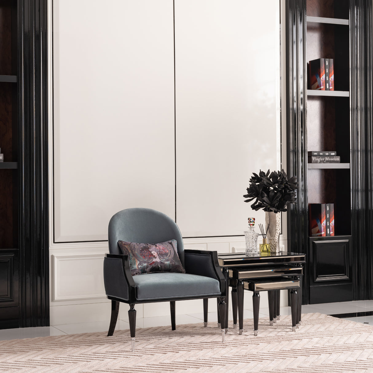 La Francaise Black Accent Chair - Azure from Michael Amini - Luna Furniture