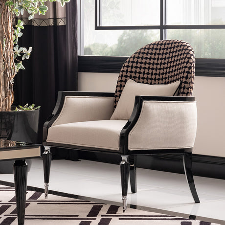 La Francaise Black Accent Chair - Café Au Lait from Michael Amini - Luna Furniture