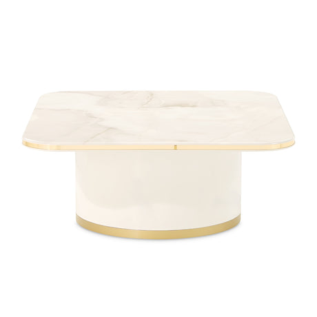 Gineverra Ivory Gold Rectangular Cocktail Table from Michael Amini - Luna Furniture