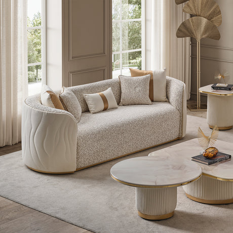 Gineverra Ivory Gold Sofa Biscotti Ivory Gold from Michael Amini - Luna Furniture