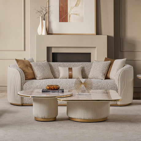 Gineverra Ivory Gold Sofa Biscotti Ivory Gold from Michael Amini - Luna Furniture